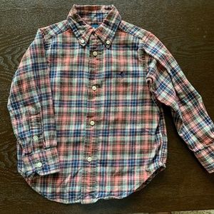 RALPH LAUREN 2T button down long sleeve shirt pink & blue plaid toddler kids